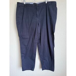 Talbots Plus Pants Navy Blue Relaxed Chino Cotton Stretch Size 18W Work Casual